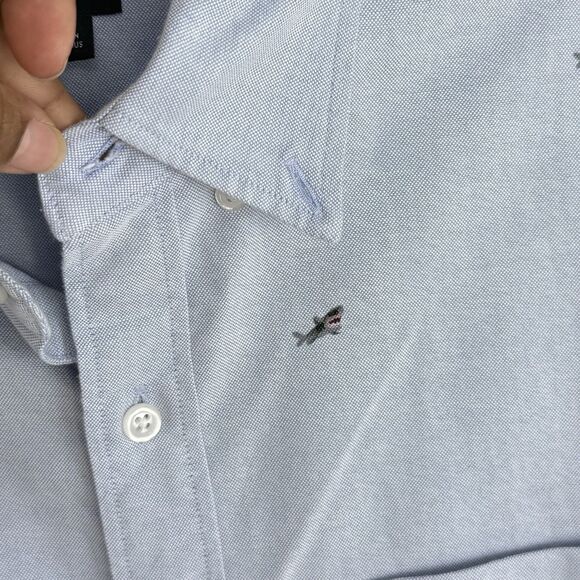 J. Crew Flex Men’s Blue Great White Shark Print Short Sleeve Shirt Small - Picture 7 of 16